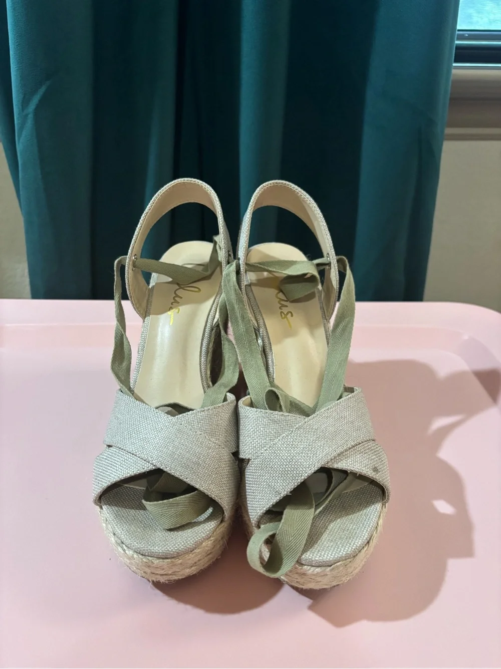 Lulu's Natural Woven Espadrille Wrap Wedge Sandals